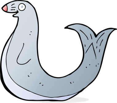 Bir insan tarafından çizilmiş mutlu bir fok.