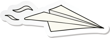 Bir insan tarafından çizilmiş karikatür kağıt uçak etiketi.