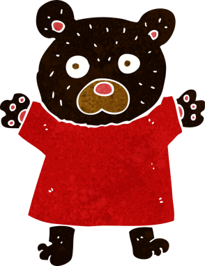 Bir insan tarafından çizilmiş şirin siyah ayı.