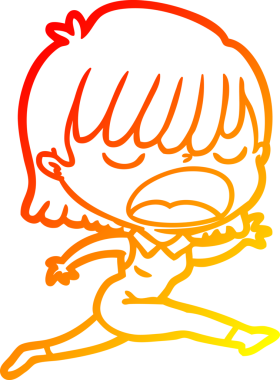 Bir insan tarafından yüksek sesle çizilmiş bir çizgi film kadını çizimi.