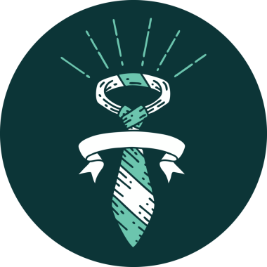 Bir insan tarafından çizilmiş dövme stili ofis kravatının simgesi