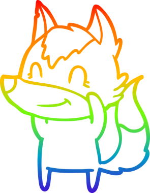 Gökkuşağı gradyan çizgisi. Bir insan tarafından çizilmiş dost bir kurt çizgi filmi.