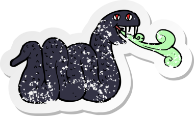 Bir insan tarafından çizilmiş karikatür yılanının geriletilmiş çıkartması.