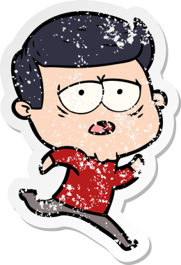 Bir insan tarafından çizilmiş yorgun bir çizgi filmin sıkıntılı çıkartması.