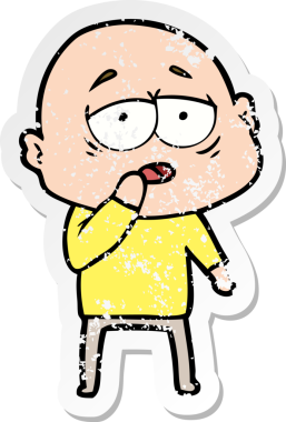 Bir insan tarafından çizilmiş yorgun ve kel bir adamın sıkıntılı çıkartması.