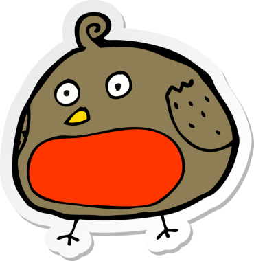 Bir insan tarafından çizilmiş Robin çizgi filminin çıkartması.