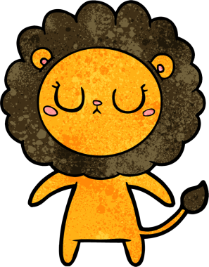 Bir insan tarafından çizilmiş çizgi film aslanı.