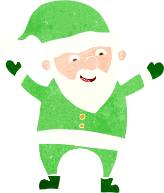 Bir insan tarafından çizilmiş Noel Baba çizgi filmi.