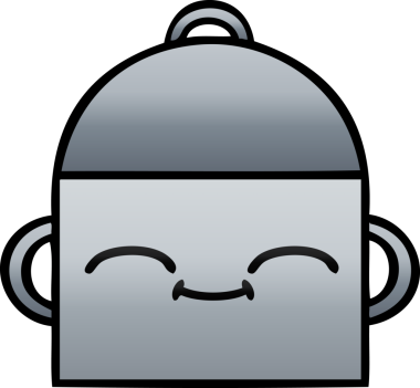 Bir insan tarafından çizilmiş tencerenin gölgeli karikatürü.