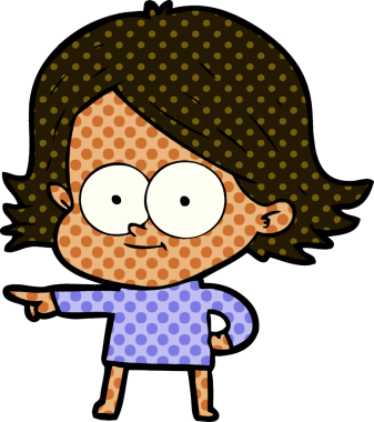 Bir insan tarafından çizilmiş mutlu çizgi film kızı.