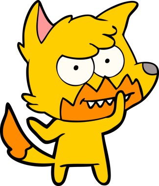 Bir insan tarafından çizilmiş tilki çizgi film karakteri