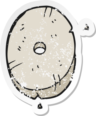 Bir insan tarafından çizilmiş sıfır numaralı çizgi film taşının gerilimli retro çıkartması.