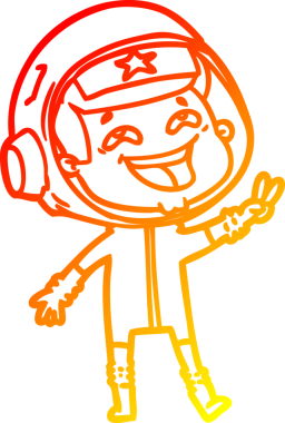 Bir insan tarafından çizilmiş gülen astronotun sıcak çizgi çizimi