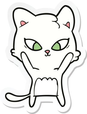 Bir insan tarafından çizilmiş şirin bir çizgi film kedisinin çıkartması.