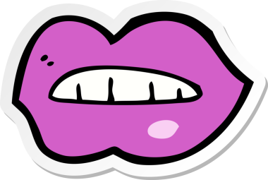 Bir insan tarafından çizilmiş pembe dudakların çıkartması.