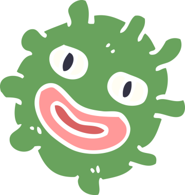 Bir insan tarafından çizilmiş komik bir mikrop.