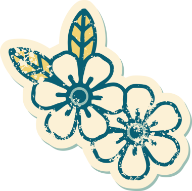 Bir insan tarafından çizilmiş çiçeklerin sembolik dövmeli resmi