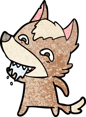 Bir insan tarafından çizilmiş aç kurt çizgi filmi.