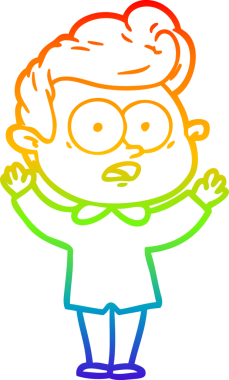 Bir insan tarafından çizilmiş gökkuşağı gradyan çizgi çizimi.