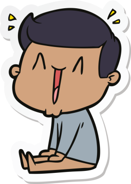 Bir insan tarafından çizilmiş mutlu bir adamın çıkartması.