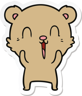 Bir insan tarafından çizilmiş mutlu çizgi film ayısının çıkartması.