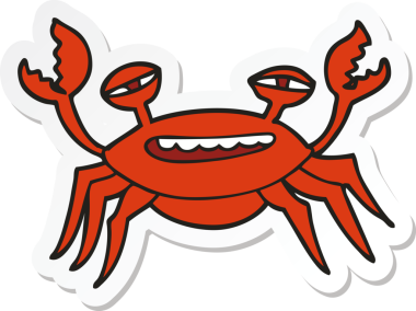 Bir insan tarafından çizilmiş karikatür yengeci çıkartması.