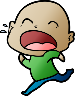 Bir insan tarafından çizilmiş kel adam diye bağıran çizgi film.