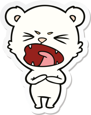 Bir insan tarafından çizilmiş kızgın bir kutup ayısının çıkartması.