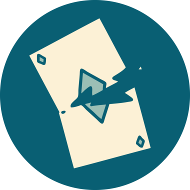 Bir insan tarafından çizilmiş yırtık bir kartın ikonik dövme şekli