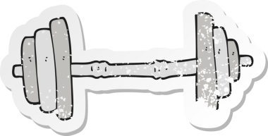 Bir insan tarafından çizilmiş bir çizgi film halterinin gerilmiş çıkartması.