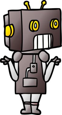 Bir insan tarafından çizilmiş çizgi film robotu