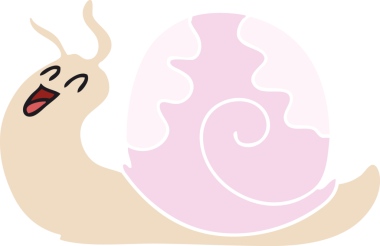 Bir insan tarafından çizilmiş garip bir çizgi film salyangozu.