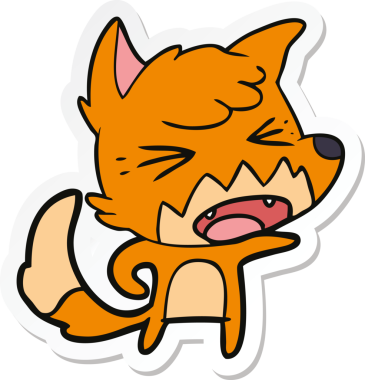 Bir insan tarafından çizilmiş kızgın bir tilkinin çıkartması.