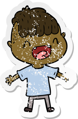 Bir insan tarafından çizilmiş üzgün, mutlu bir çocuğun çıkartması.