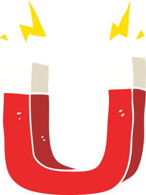 Bir insan tarafından çizilen mıknatısın düz renk çizimi