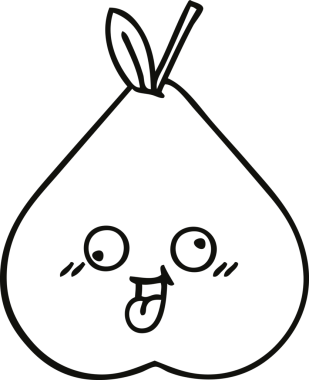 Bir insan tarafından çizilmiş yeşil bir armut çizimi.