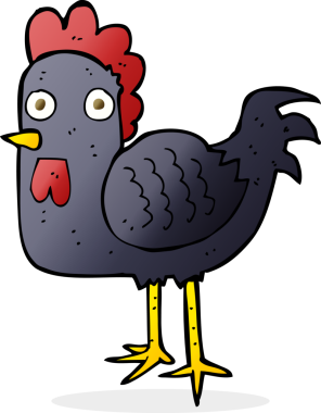 Bir insan tarafından çizilmiş çizgi film tavuğu.