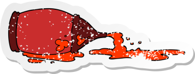 Üzüntülü bir çizgi film çıkartması bir insan tarafından çizilmiş ketçap şişesi.