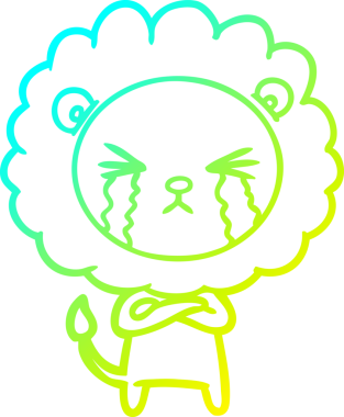 Bir insan tarafından çizilmiş ağlayan aslanın soğuk gradyan çizgisi