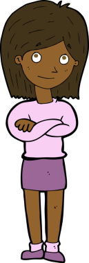 Çizgi film dostu kız yuvarlanan gözler bir insan tarafından çizilmiş.