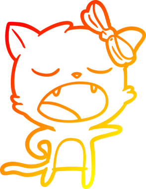 Bir insan tarafından çizilen esneyen kedinin sıcak çizgi çizimi