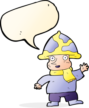 Bir insan tarafından çizilmiş konuşma balonlu mantar adam.