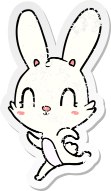 Bir insan tarafından çizilmiş şirin bir tavşanın sıkıntılı çıkartması.