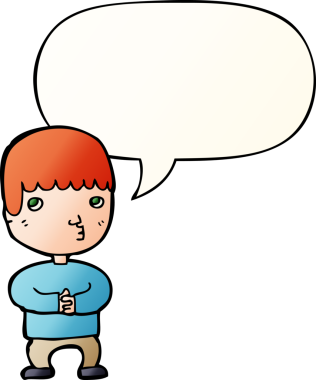 Çizgi filmci, konuşma baloncuğuyla bir insan tarafından çizilmiş yumuşak bir gradyan tarzla düşünüyor.