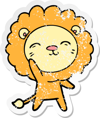 Bir insan tarafından çizilmiş karikatür aslanının sıkıntılı çıkartması.