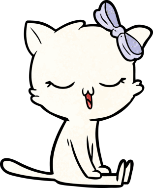 Bir insan tarafından çizilmiş kafasında yay olan çizgi film kedisi.