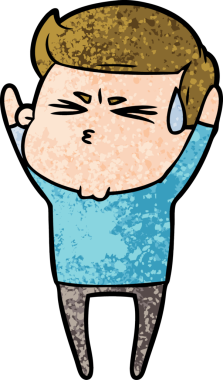 Bir insan tarafından çizilmiş terleyen çizgi film adamı.