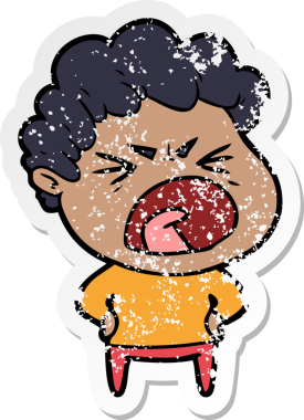 Bir insan tarafından çizilmiş öfkeli bir adamın sıkıntılı çıkartması.