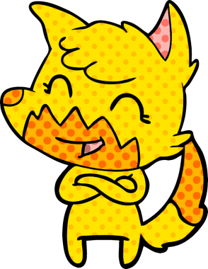 Bir insan tarafından çizilmiş tilki çizgi film karakteri