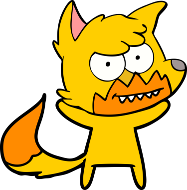 Bir insan tarafından çizilmiş tilki çizgi film karakteri